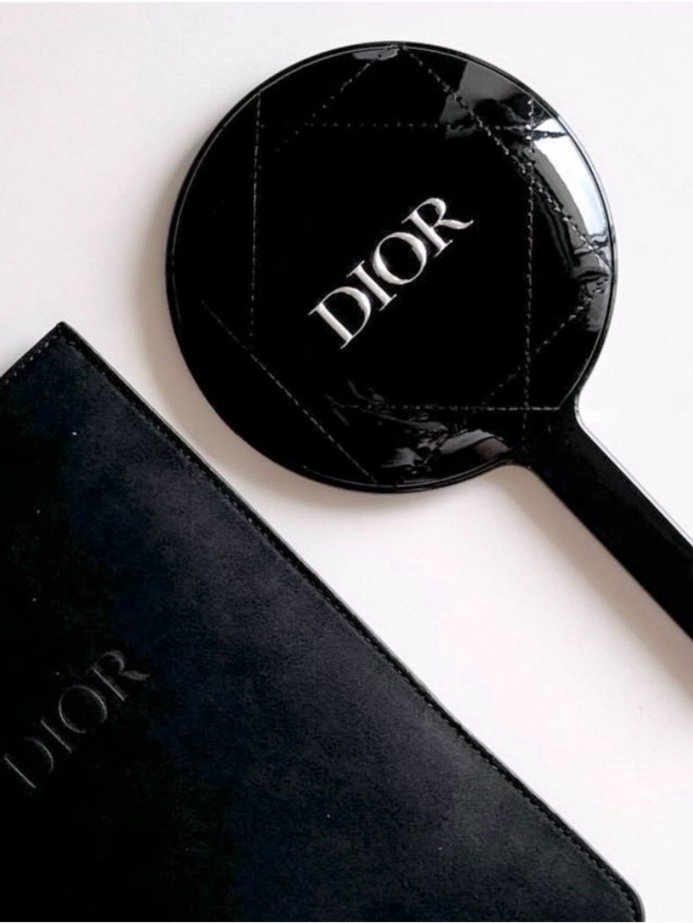 Christian Dior Patent Cannage Hand Vanity Mirror with Star Charm limited edition